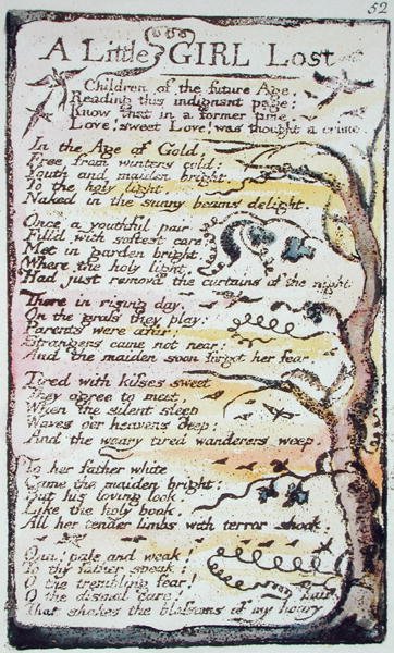 A Little Girl Lost, plate 52 (Bentley 51) from Songs of Innocence and of Experience (Bentley Copy L) 1789-94 by William Blake